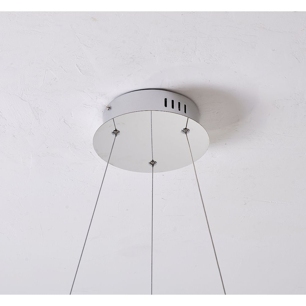 1-Light Chrome LED Chandelier With A Clear Acrylic Halo Ring