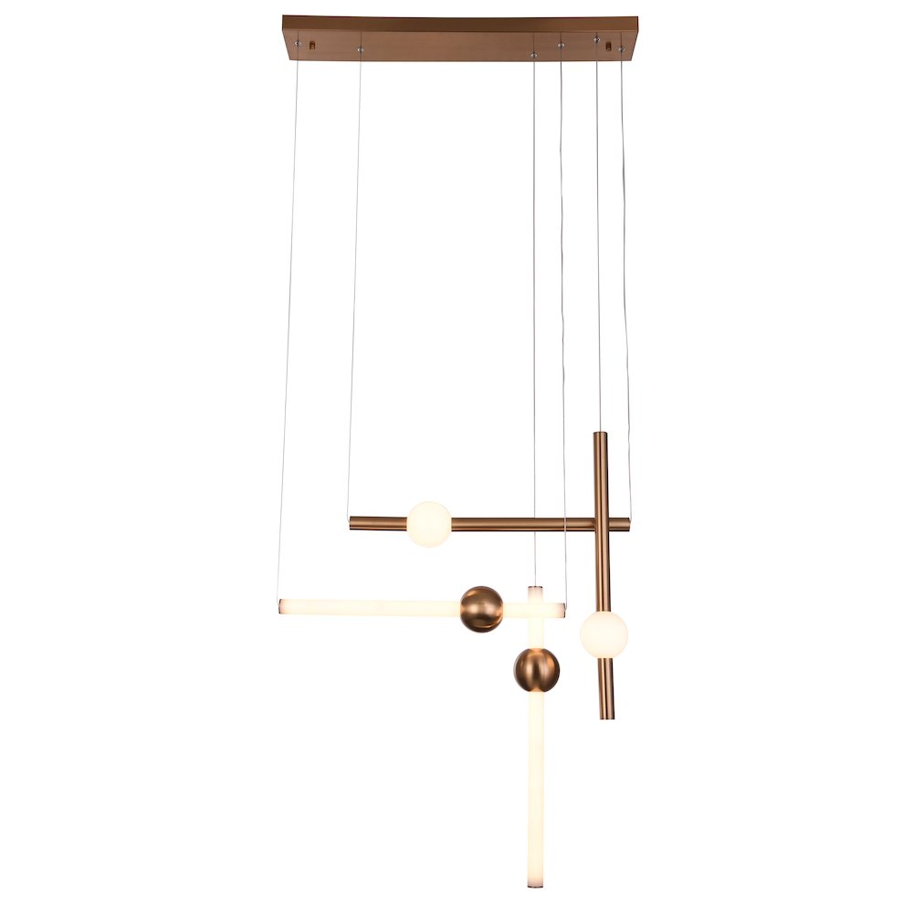 4-Light Gold Metal Chandelier With White Glass LED Lights