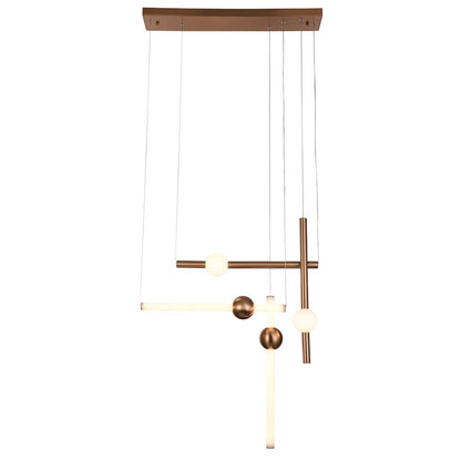 4-Light Gold Metal Chandelier With White Glass LED Lights