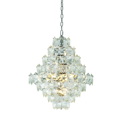12-Light Chrome Chandelier With Clear Crystals