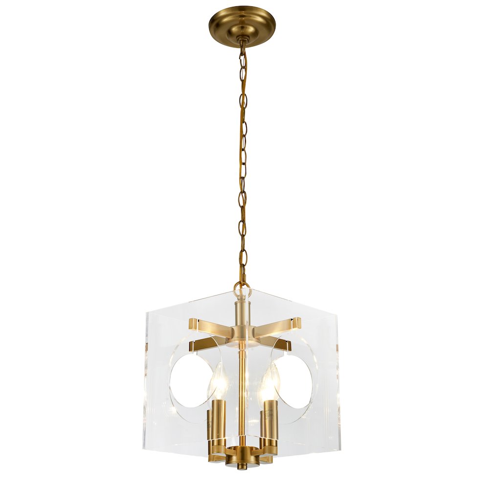 4-Light Gold Chandelier With A Clear Acrylic Shade