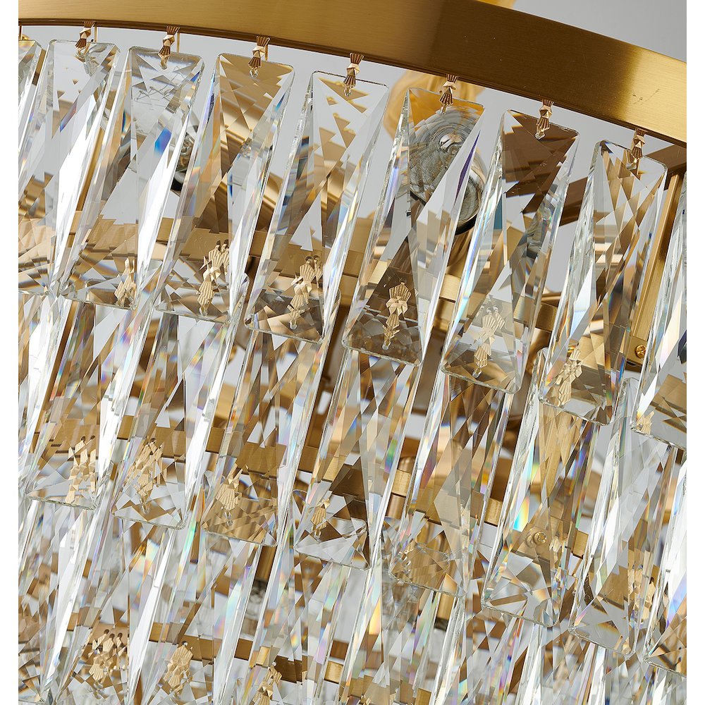 12-Light Gold Metal Chandelier With Clear Crystals