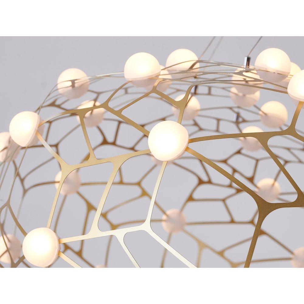 90-Light Gold Dimmable LED Chandelier With White Acrylic Diffusers