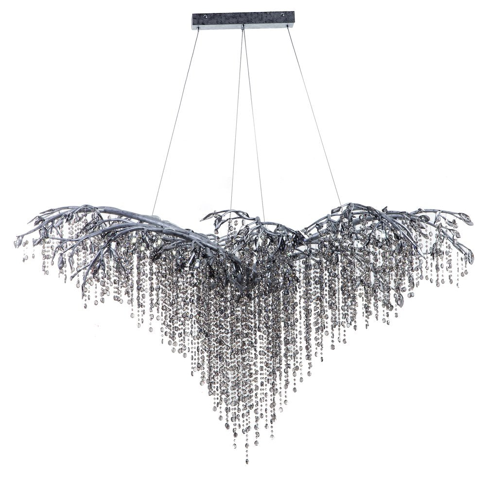 26-Light Antique Gold Chandelier With Smoke Crystal Accents