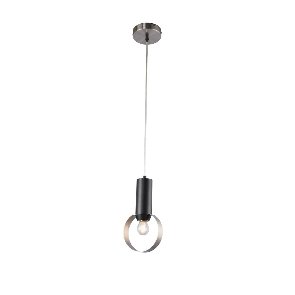 1-Light Sand Nickel And Black Loop single Pendant