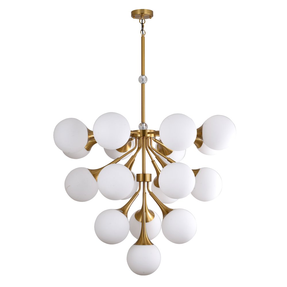 18-Light Copper Chandelier With White Glass Shades