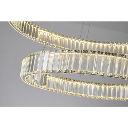 2-Light Chrome Steel LED Chandelier With Crystals