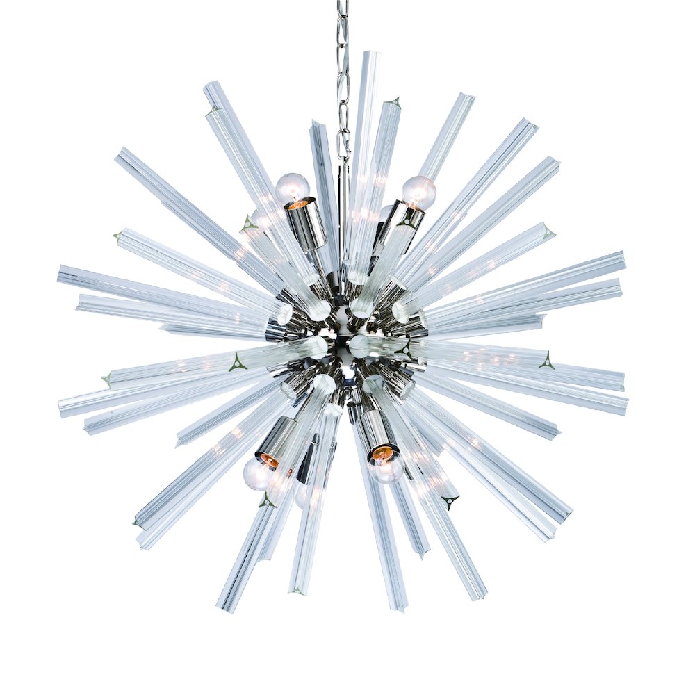 8-Light Chrome Chandelier With Clear Glass Sputnik