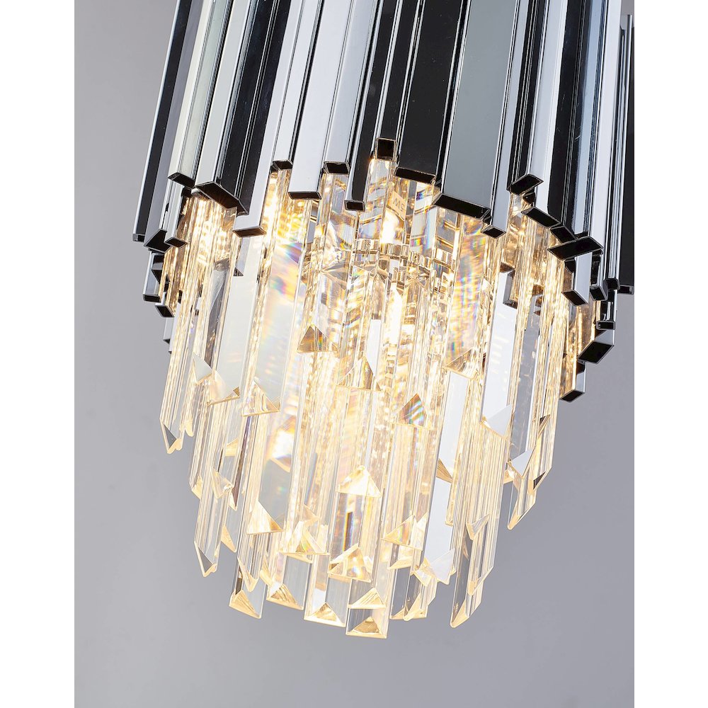 4-Light Chrome Stainless Steel Pendant With Clear Crystals