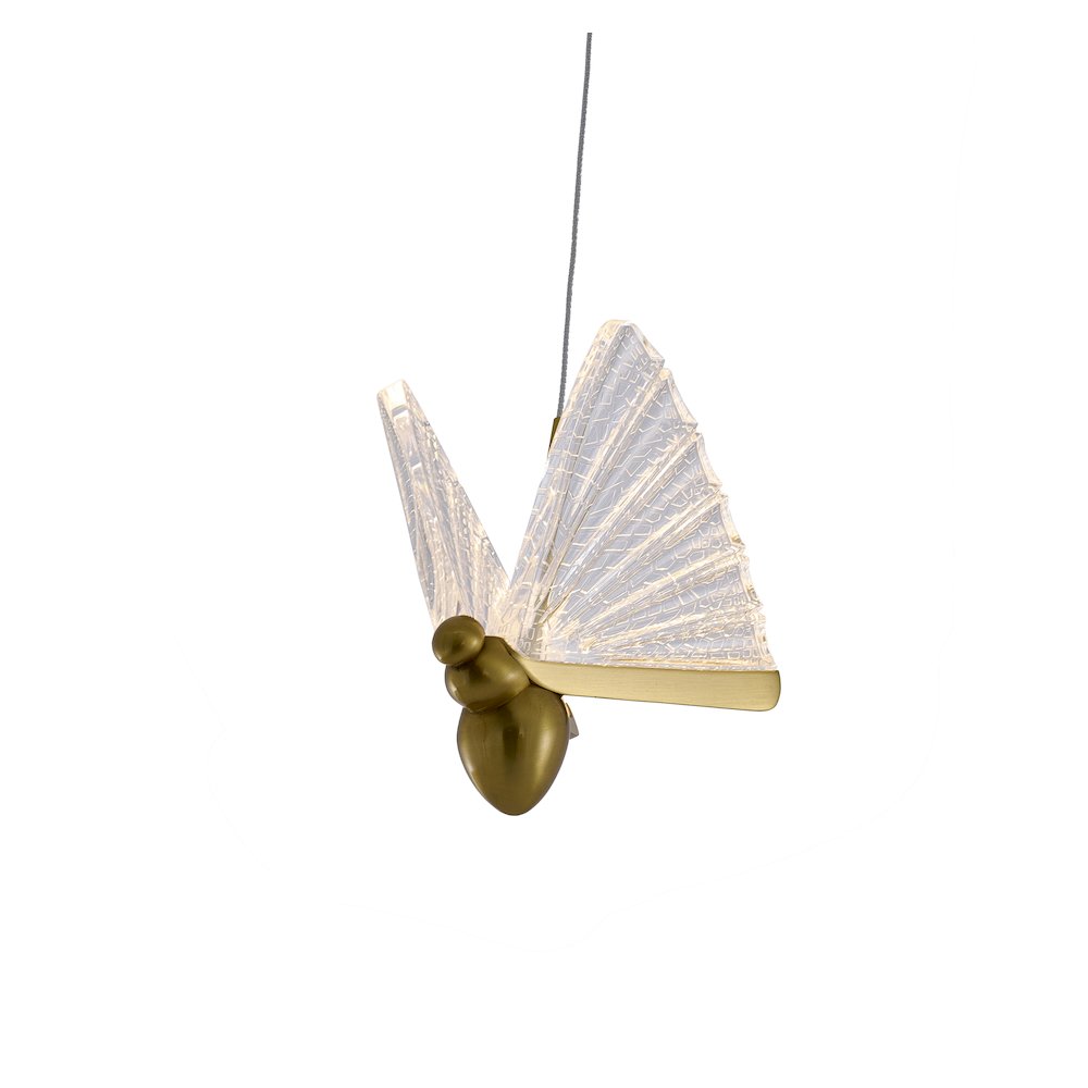1-Light Stain Brass LED Pendant In a Butterfly Shape