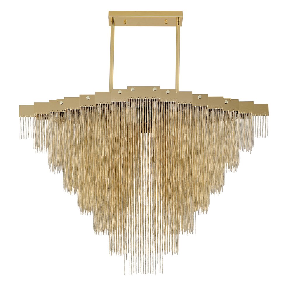 24-Light Gold Chandelier With Hanging Aluminum Chains