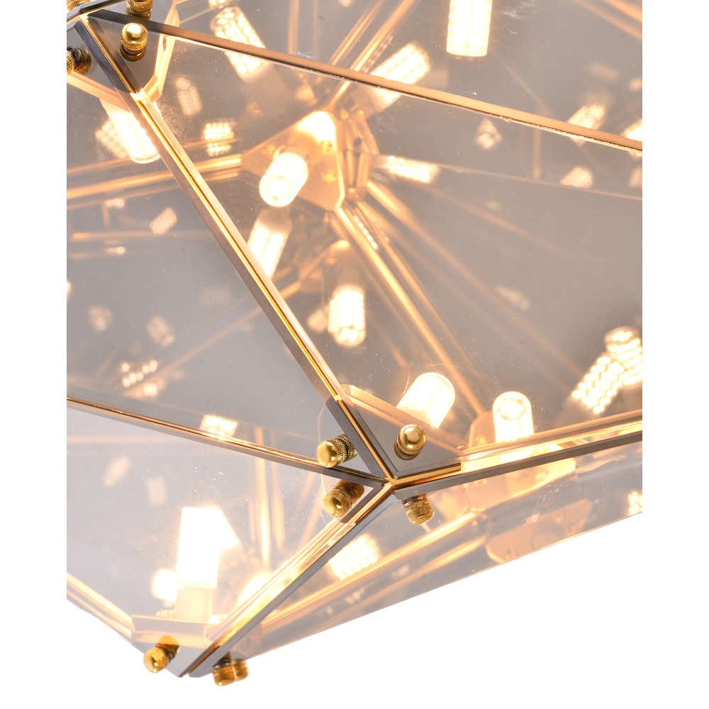 9-Light Gold Chandelier With A Smoke Glass shade