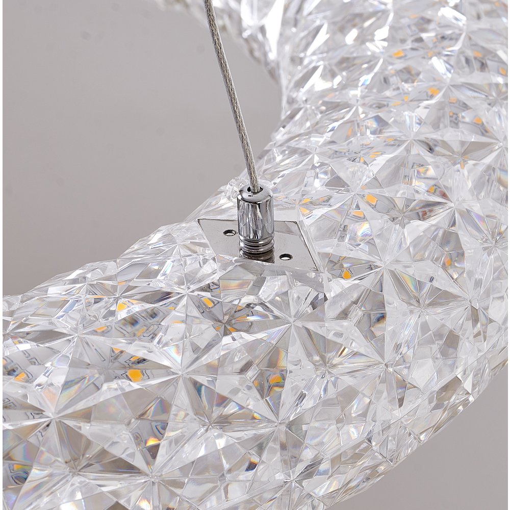 1-Light Chrome LED Chandelier With A Clear Acrylic Halo Ring