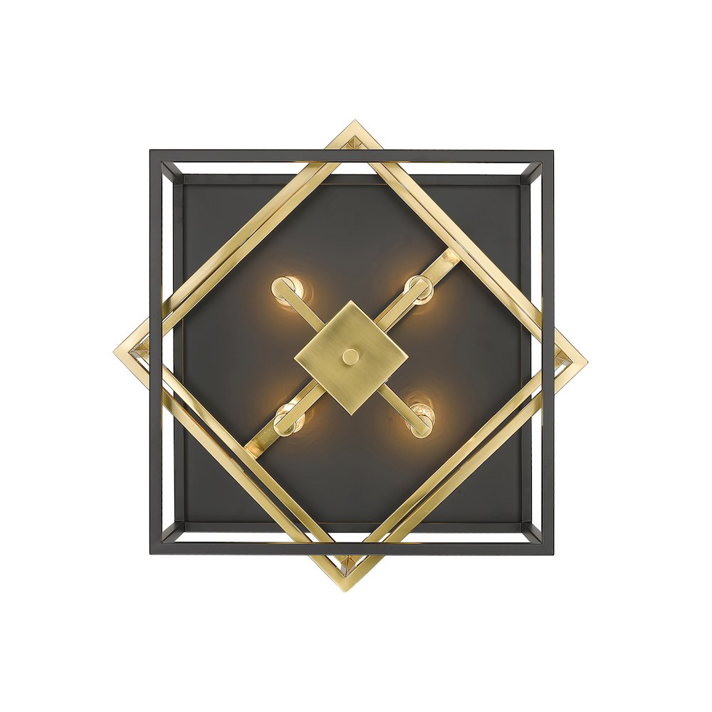 4-Light Black And Gold Interlocked Box Flush Mount