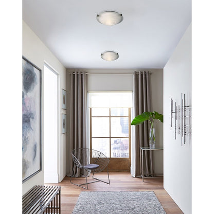 3-Light Chrome Flush Mount With A White Glass Shade