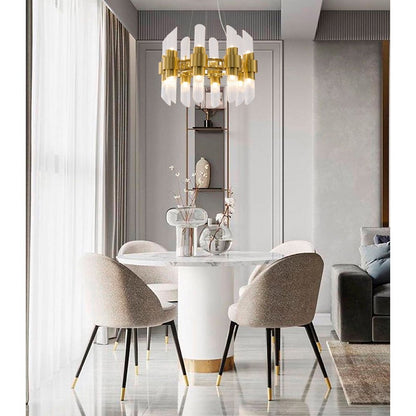 16-Light Satin Brass Iron Chandelier With Glass Shades