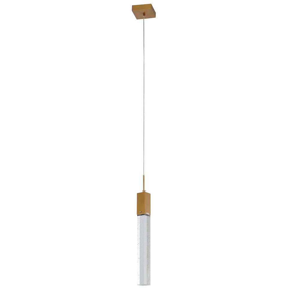 1-Light Gold Single Pendant With A Clear Bubble Crystal