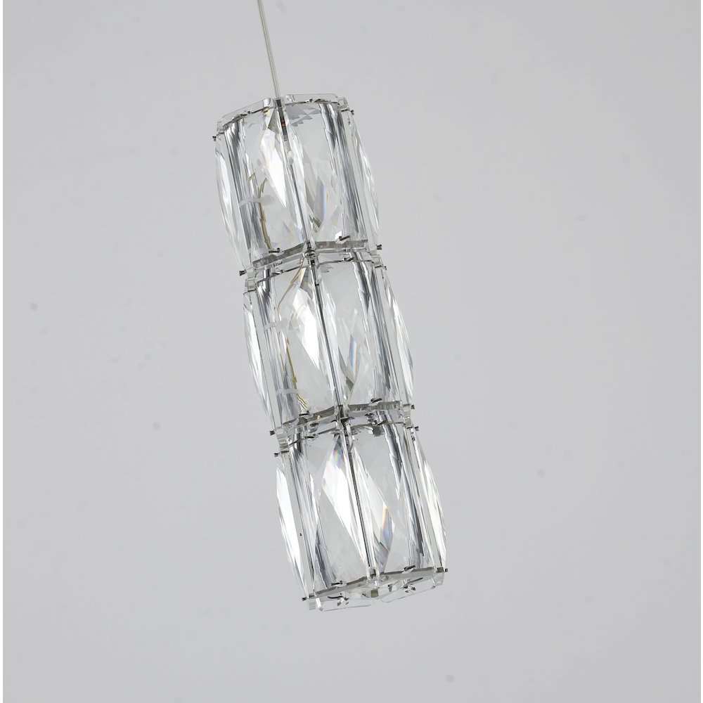 3-Light Chrome LED Pendant With Clear Crystals