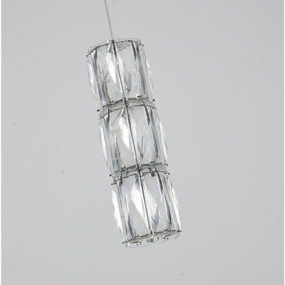 3-Light Chrome LED Pendant With Clear Crystals