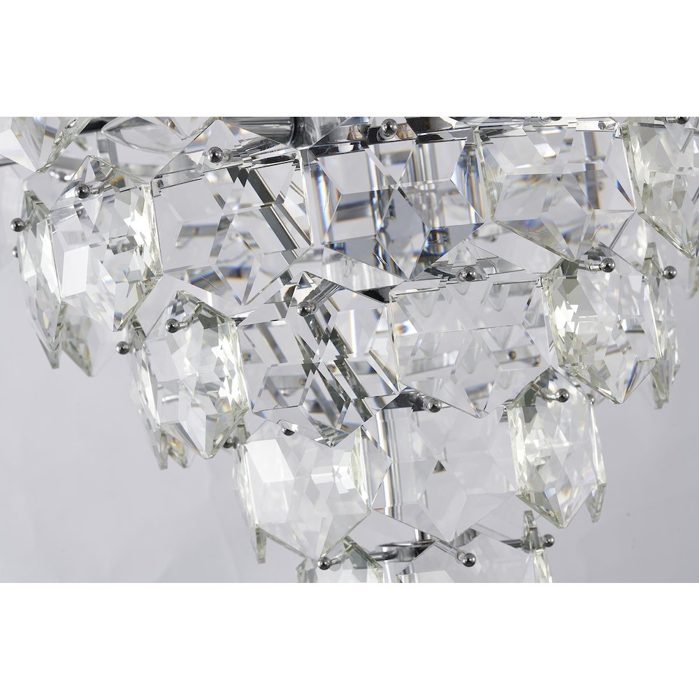 15-Light Chrome Chandelier With Clear Crystals