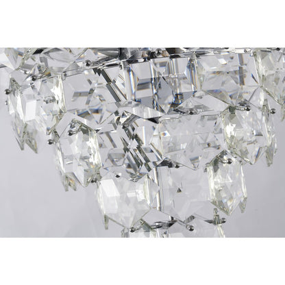 15-Light Chrome Chandelier With Clear Crystals