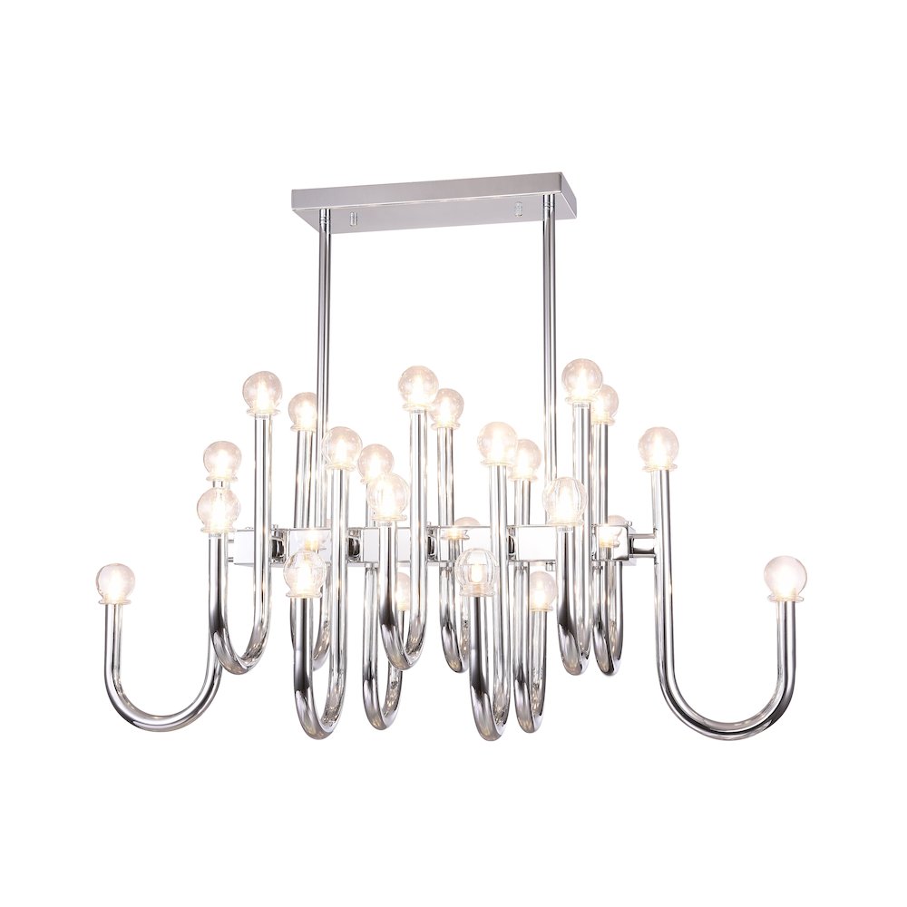 24-Light Chrome Chandelier With Clear Glass Shades