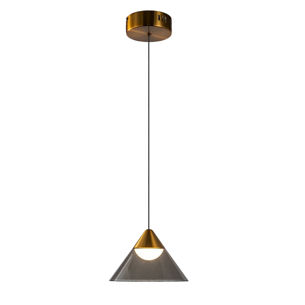 1-Light Antique Gold Single Pendant With A Smoke Acrylic Shade
