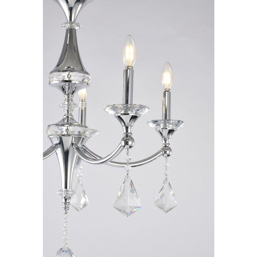 5-Light Chrome Chandelier With Clear And Champagne Crystals