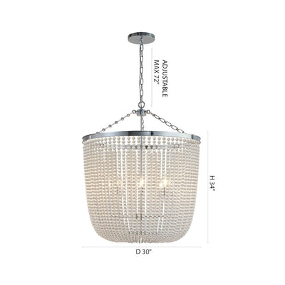 8-Light Chrome Chandelier With Clear Beaded hanging Glass