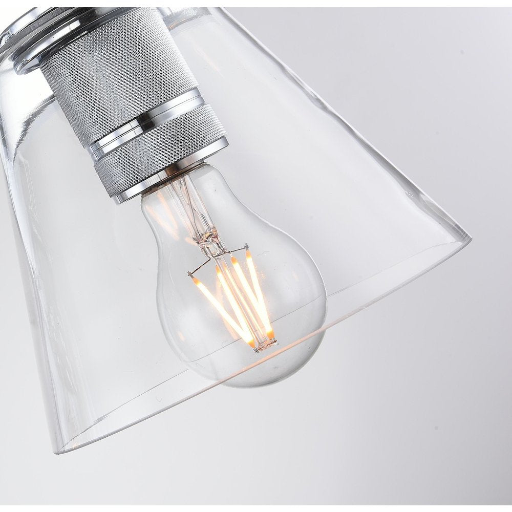 1-Light Chrome Metal Wall Sconce With A Clear Glass Shade