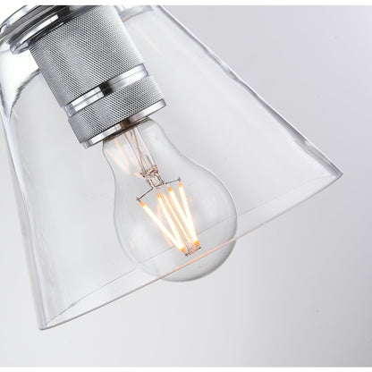 1-Light Chrome Metal Wall Sconce With A Clear Glass Shade