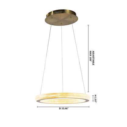 1-Light Sand Gold LED Chandelier With A Clear Acrylic Diffuser