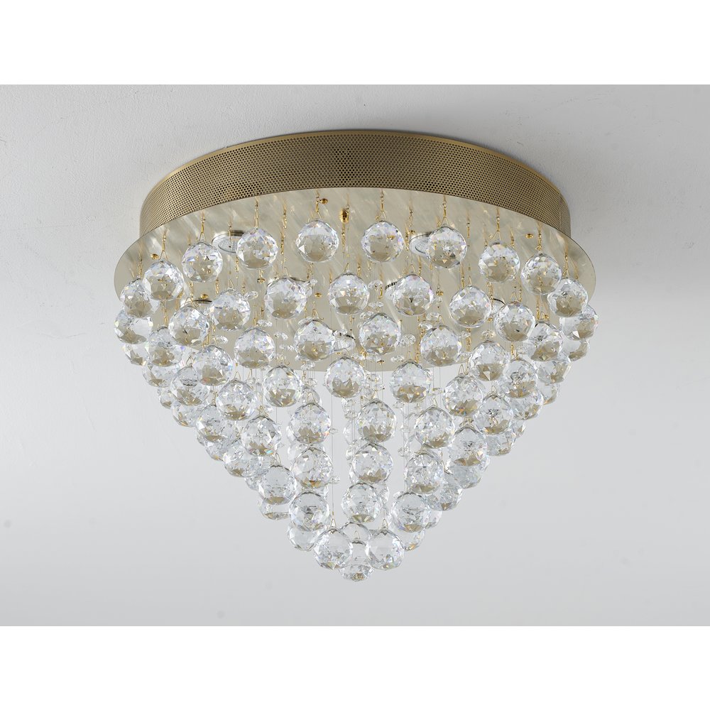 9-Light Gold Flush Mount With Clear Crystals