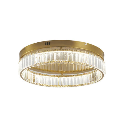 1-Light Brass Dimmable LED Flush Mount With Clear Crystals