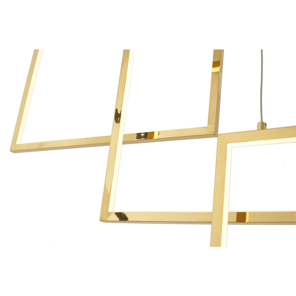 3-Light Gold LED Chandelier With Hanging Box Lights