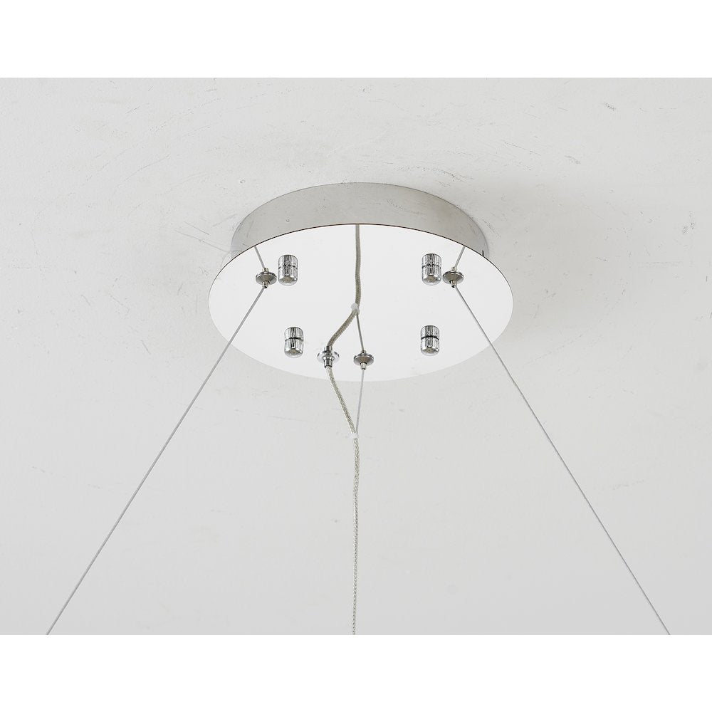 1-Light Chrome Steel LED Chandelier With Crystals