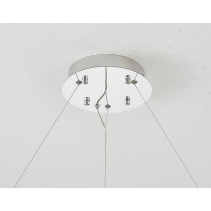 1-Light Chrome Steel LED Chandelier With Crystals