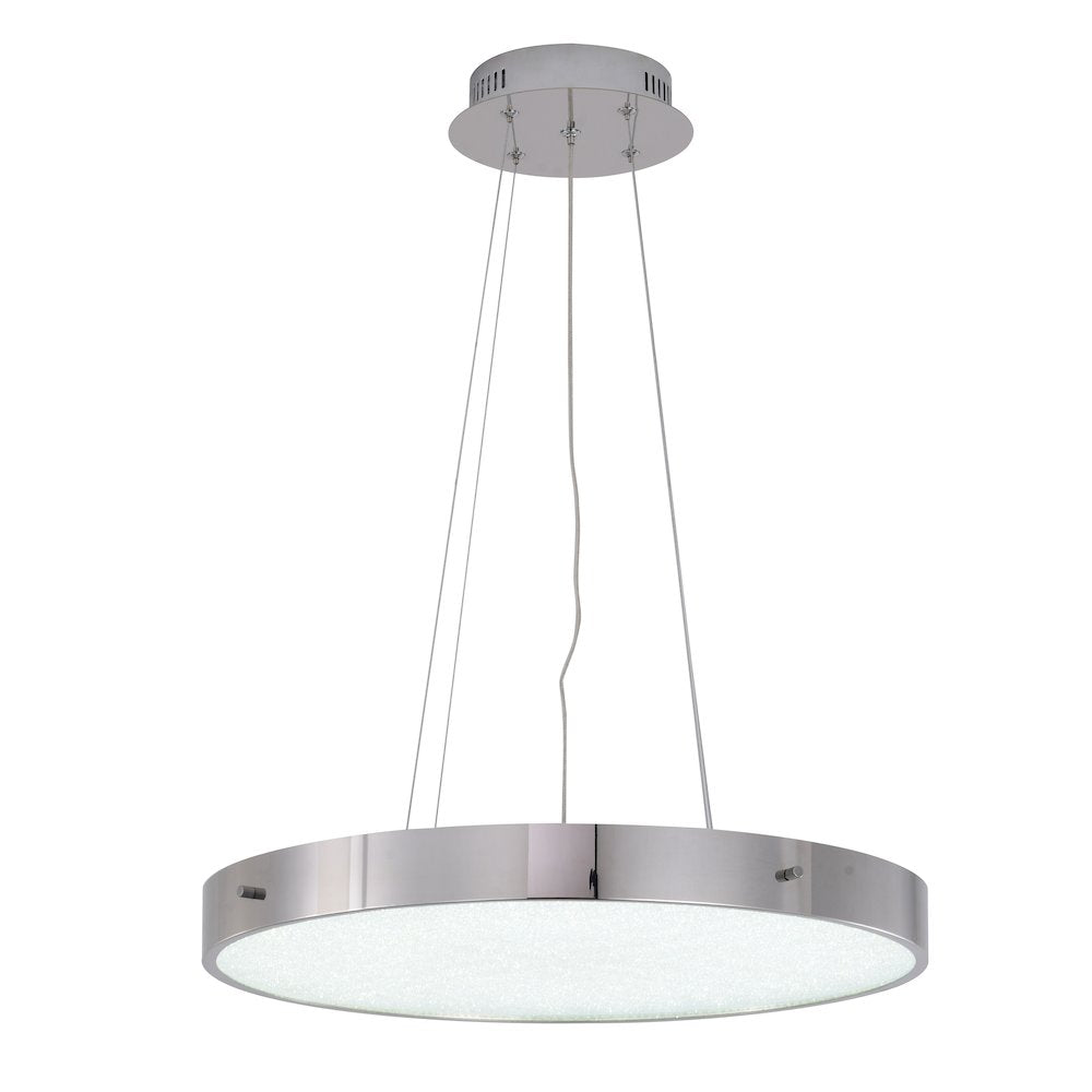 1-Light Chrome LED Chandelier With A Clear Acrylic Beaded Diffuser