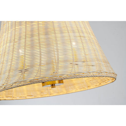 3-Light Brass Chandelier With A Natural White Wood Vine Basket Shade