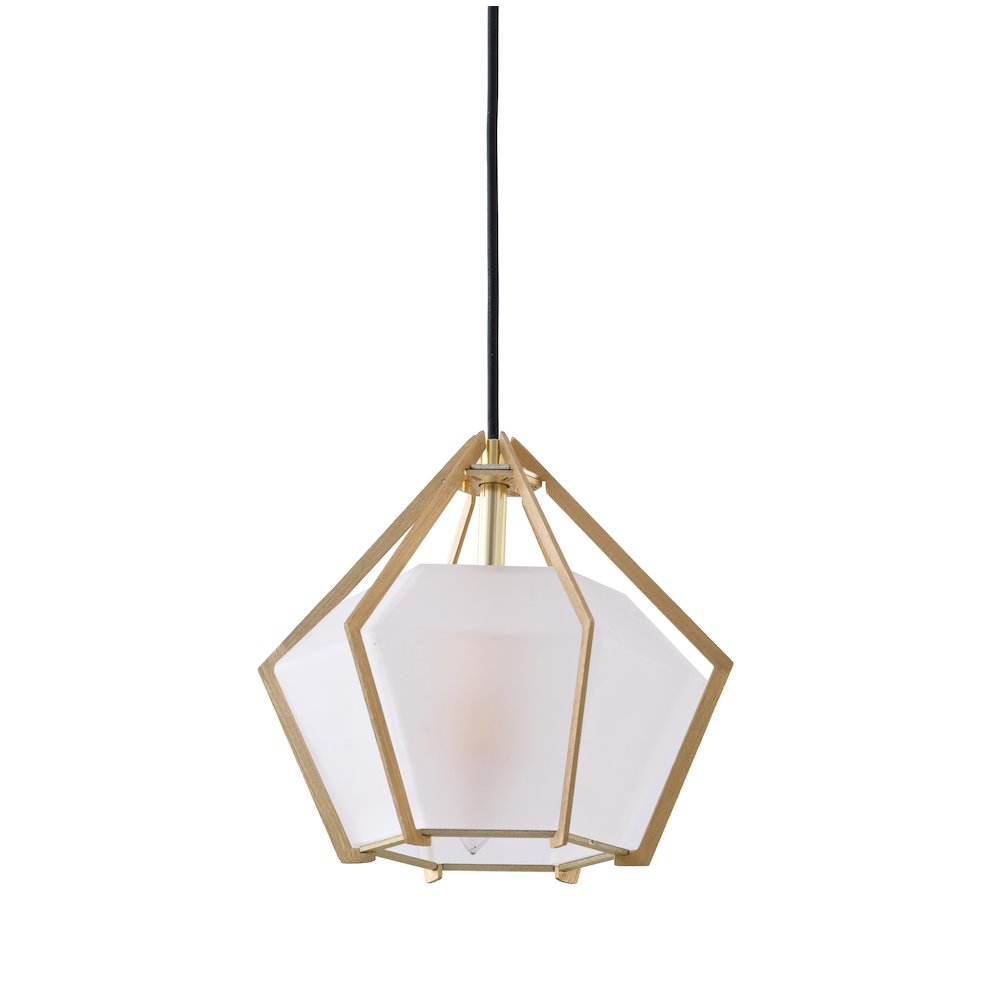 1-Light Gold Aluminum Single Pendant With Frosted Glass