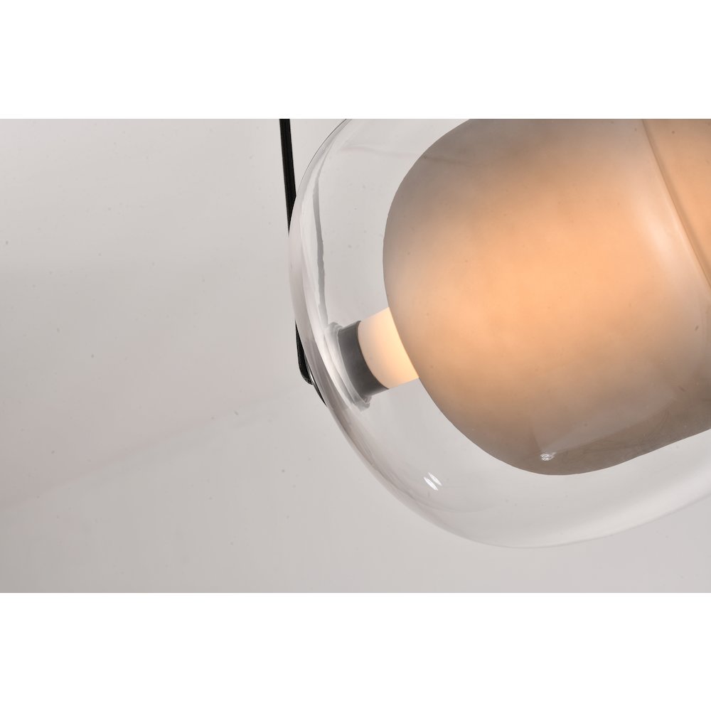 1-Light Black LED Pendant With A Clear And Smoke Glass Shade