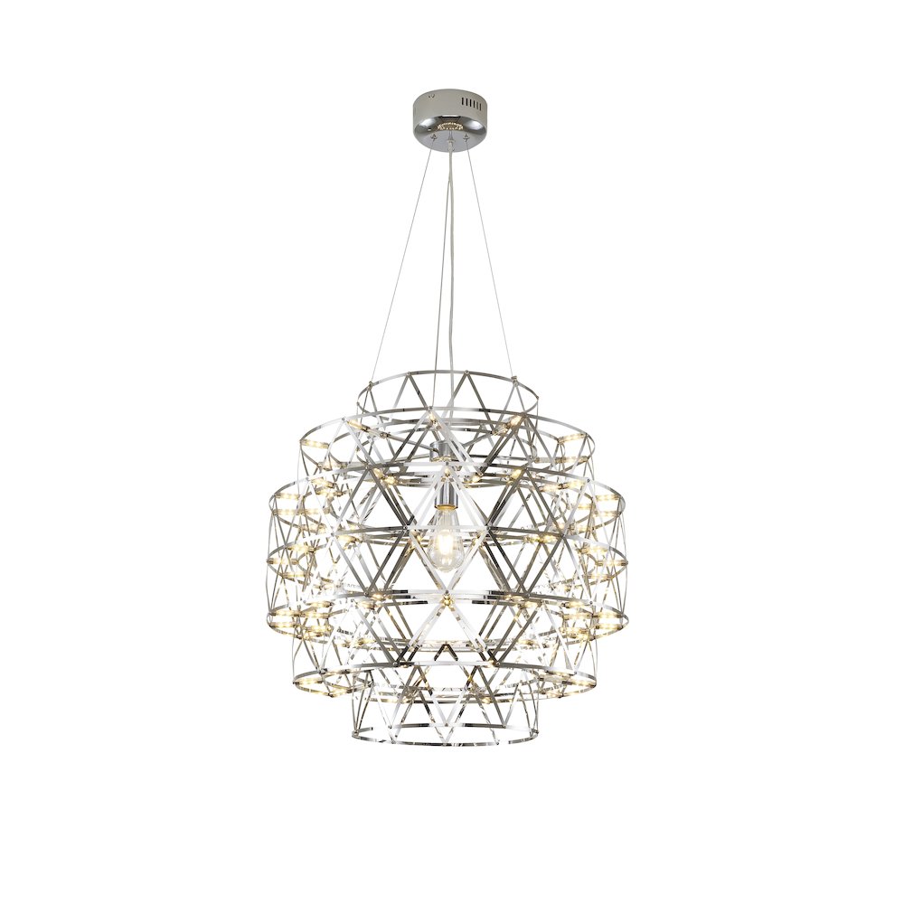 85-Light Dimmable Chrome Stainless Steel LED Chandelier in a 5-Tier Design