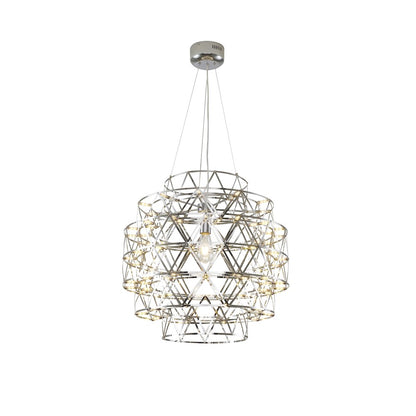 85-Light Dimmable Chrome Stainless Steel LED Chandelier in a 5-Tier Design