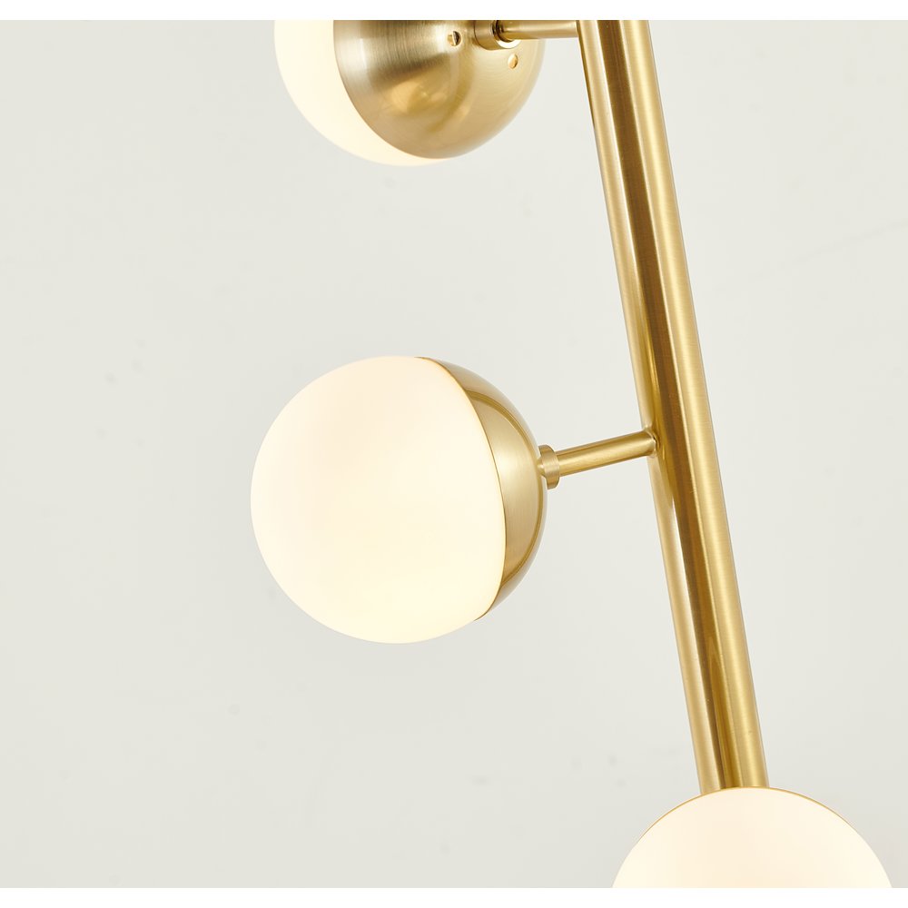 5-Light Brass Metal Floor Lamp With White Glass Shades