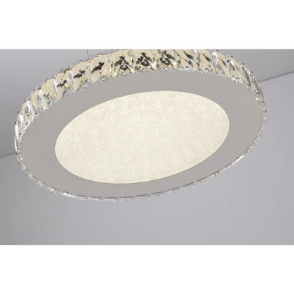 1-Light Chrome Dimmable LED Chandelier With Clear Crystals And A Diffuser