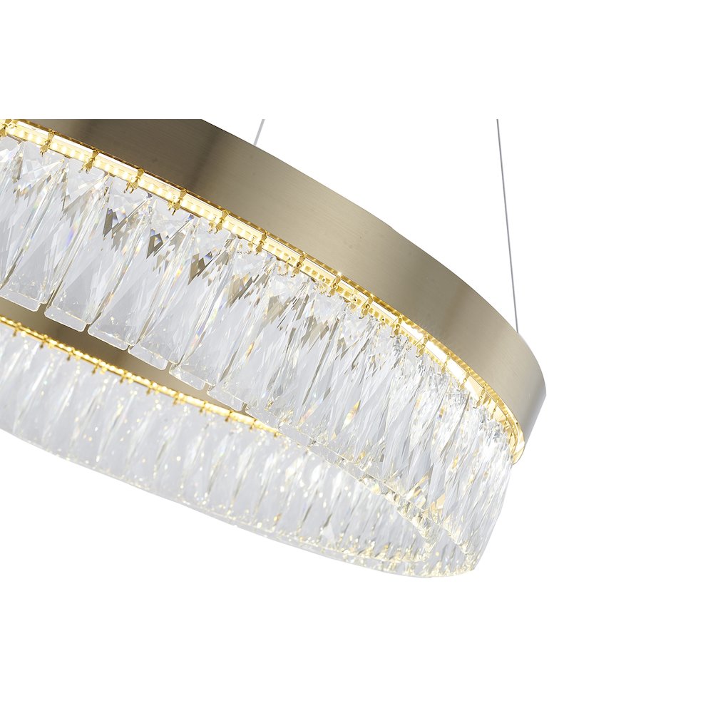 1-Light Gold LED Chandelier With Clear Crystal Accents