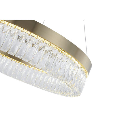 1-Light Gold LED Chandelier With Clear Crystal Accents