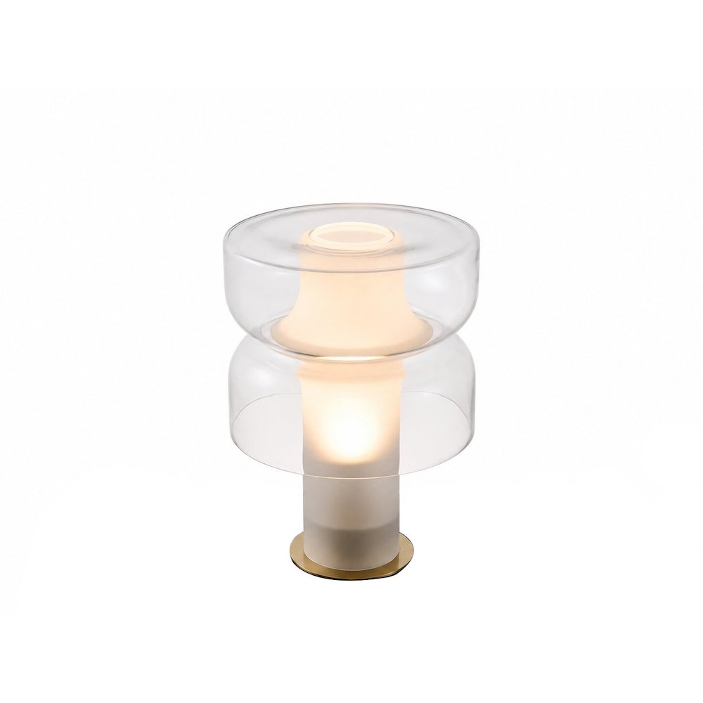 1-Light White Frosted Glass Table Lamp With A Clear Glass Shade