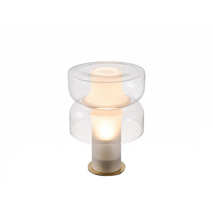 1-Light White Frosted Glass Table Lamp With A Clear Glass Shade