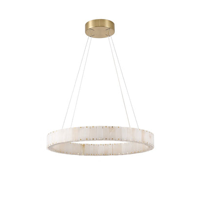 1-Light Brass LED Pendant With Natural Alabaster Accents